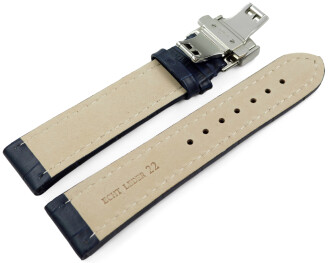 XL Uhrenarmband mit Butterfly Leder Kroko dunkelblau TiT...