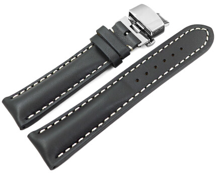 Uhrenband mit Butterfly stark gepolstert glatt grau 18mm...