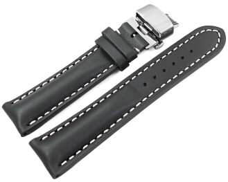 Uhrenband mit Butterfly stark gepolstert glatt grau 18mm...