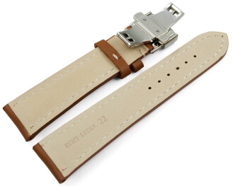Uhrenband mit Butterfly stark gepolstert glatt hellbraun...