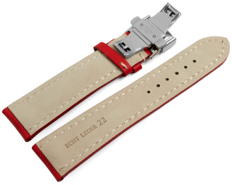 Uhrenband mit Butterfly stark gepolstert glatt rot 18mm...
