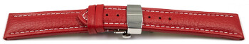 XL Schnellwechsel Uhrenband Leder Butterfly gepolstert genarbt rot