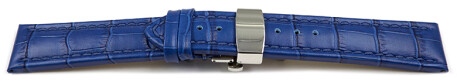 Schnellwechsel Uhrenarmband Butterfly Schließe Leder Kroko blau TiT 18mm 20mm 22mm 24mm 26mm 28mm