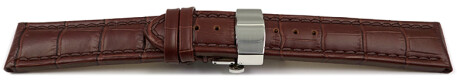 Schnellwechsel Uhrenarmband Butterfly Schließe Leder Kroko dunkelbraun TiT 18mm 20mm 22mm 24mm 26mm 28mm