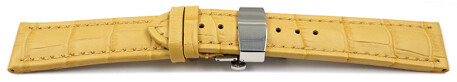 Schnellwechsel Uhrenarmband Butterfly Schließe Leder Kroko gelb TiT 18mm 20mm 22mm 24mm 26mm 28mm