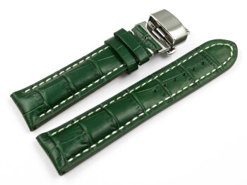 Uhrenband mit Butterfly stark gepolstert Kroko grün...
