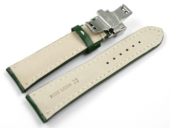 Uhrenband mit Butterfly stark gepolstert Kroko grün 18mm 20mm 22mm 24mm