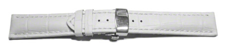 Uhrenband mit Butterfly stark gepolstert Kroko weiß 18mm 20mm 22mm 24mm