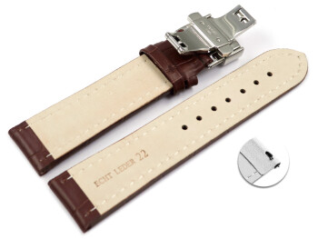 XL Schnellwechsel Uhrenarmband mit Butterfly Leder Kroko...