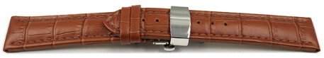 XL Schnellwechsel Uhrenarmband mit Butterfly Leder Kroko hellbraun TiT 18mm 20mm 22mm 24mm 26mm 28mm