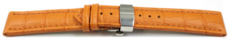 XL Schnellwechsel Uhrenarmband mit Butterfly Leder Kroko orange TiT 18mm 20mm 22mm 24mm 26mm 28mm