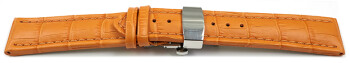XL Schnellwechsel Uhrenarmband mit Butterfly Leder Kroko orange TiT 18mm 20mm 22mm 24mm 26mm 28mm