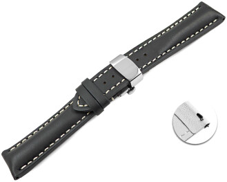 Schnellwechsel Uhrenband mit Butterfly stark gepolstert glatt grau 18mm 20mm 22mm 24mm