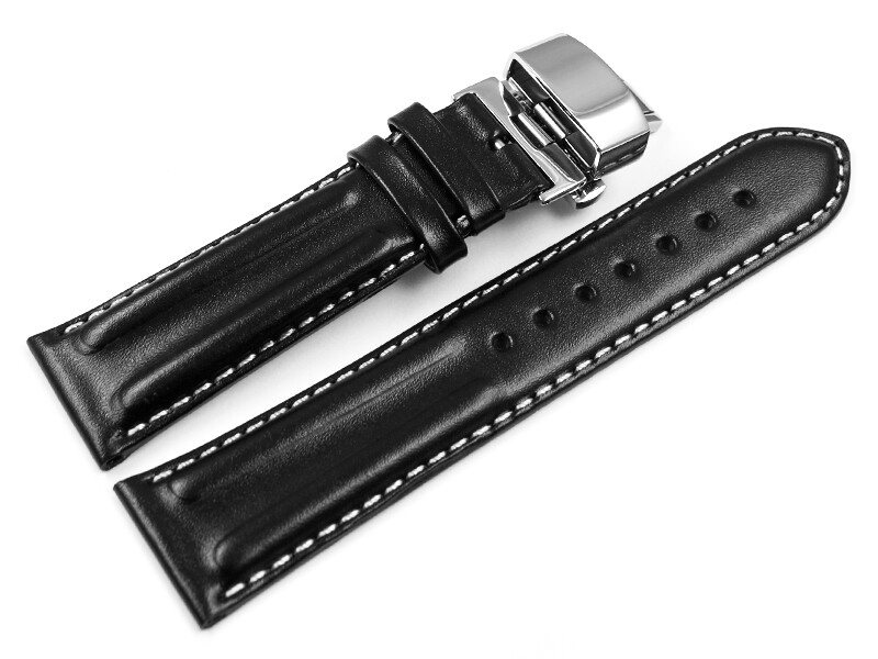 16mm Uhrenarmband Aus Kalbsleder – Schwarz, Made In Germany, Mit Dornschließe