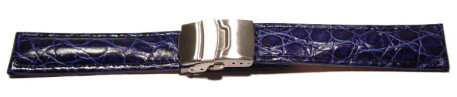 Faltschließe Uhrenarmband Leder African blau 18mm 20mm 22mm 24mm