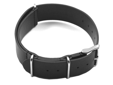 Uhrenarmband echtes Leder Nato schwarz 18mm 20mm 22mm 24mm