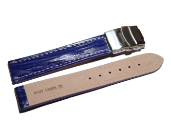 Faltschließe Uhrenarmband Bark blau  24mm