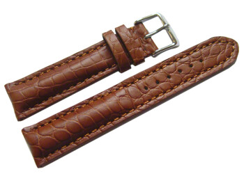 Uhrenarmband stark gepolstert echt Alligator hellbraun