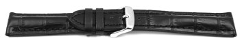 Uhrenband Leder stark gepolstert Kroko schwarz TiT 18mm...