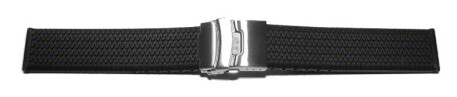 Faltschließe Silikon Struktur schwarz 18mm 20mm 22mm 24mm